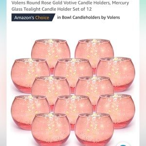 Volens Round Rose Gold Votive Candle Holders,Set of 12